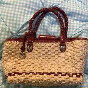 Brighton Red Leather/Straw Handbag